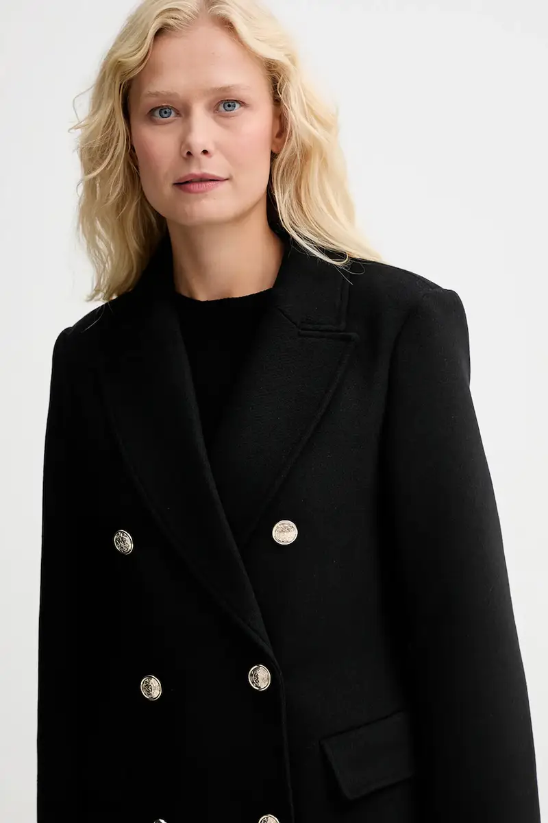 cappotto con lana colore nero GCHA miniatura 4