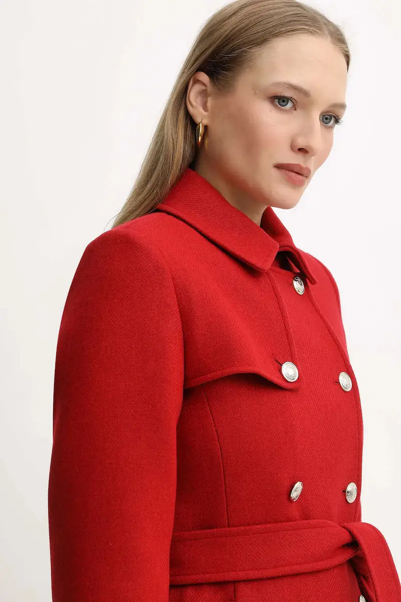 cappotto con lana colore rosso GEVA miniatura 4