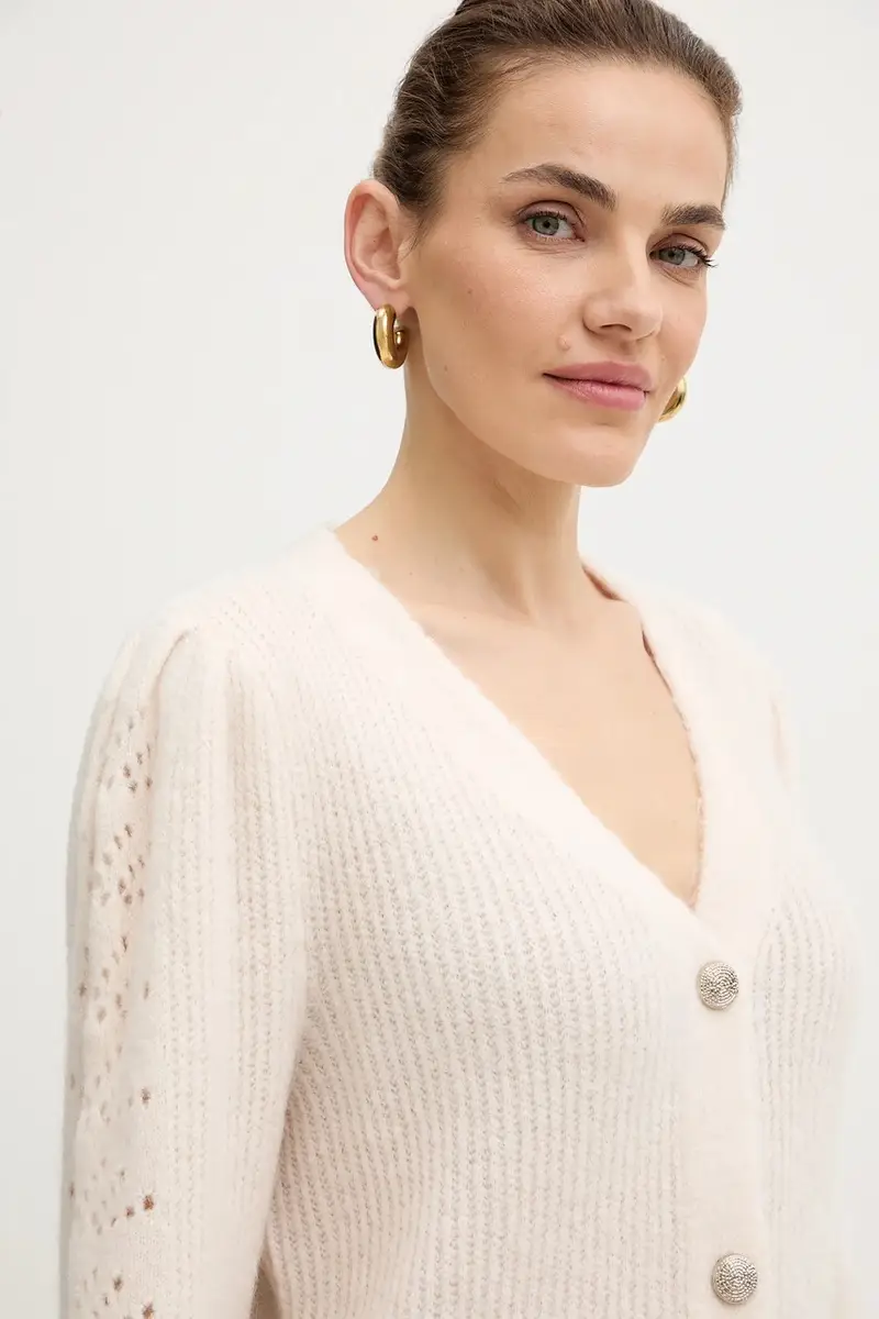 cardigan con lana colore beige MPLAY miniatura 4