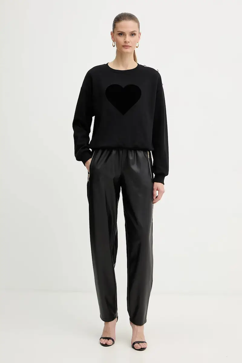 felpa donna colore nero con applicazione TDELOU miniatura 2