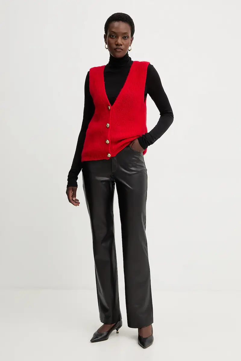 gilè con aggiunta di lana donna colore rosso MROUGE miniatura 2