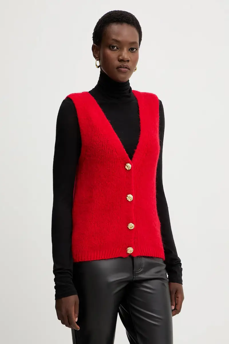 gilè con aggiunta di lana donna colore rosso MROUGE