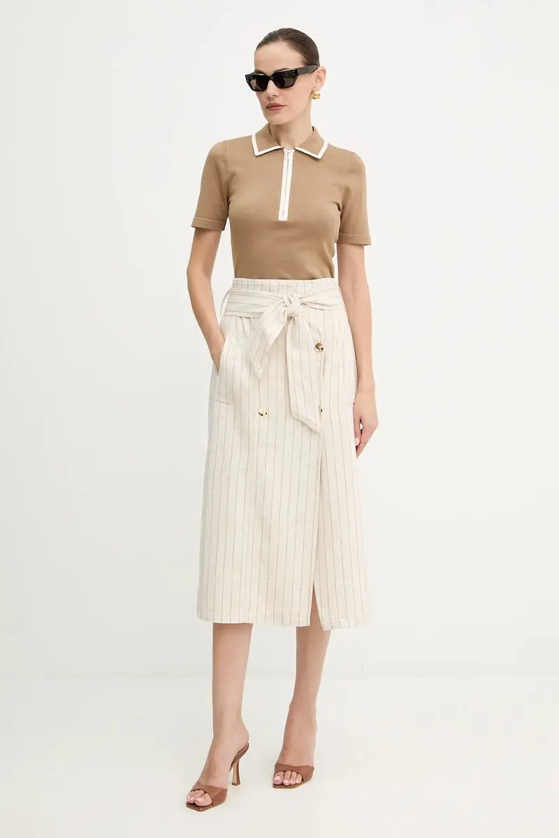 gonna di lino colore beige JRIZ.F miniatura 2