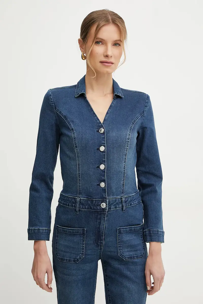 jumpsuit di jeans PCHALA colore blu navy PCHALA miniatura 3