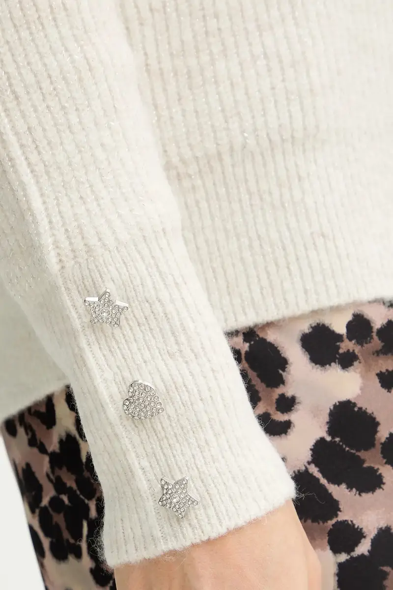 maglione in misto lana donna colore beige MSTAR miniatura 5