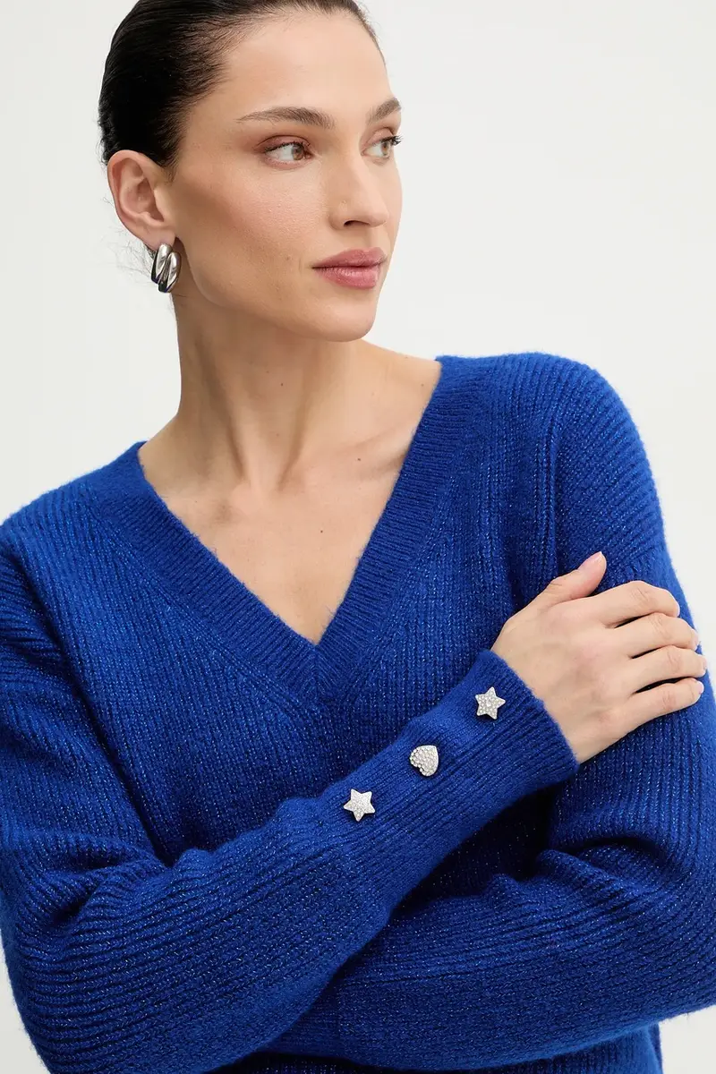 maglione in misto lana donna colore blu MSTAR miniatura 3