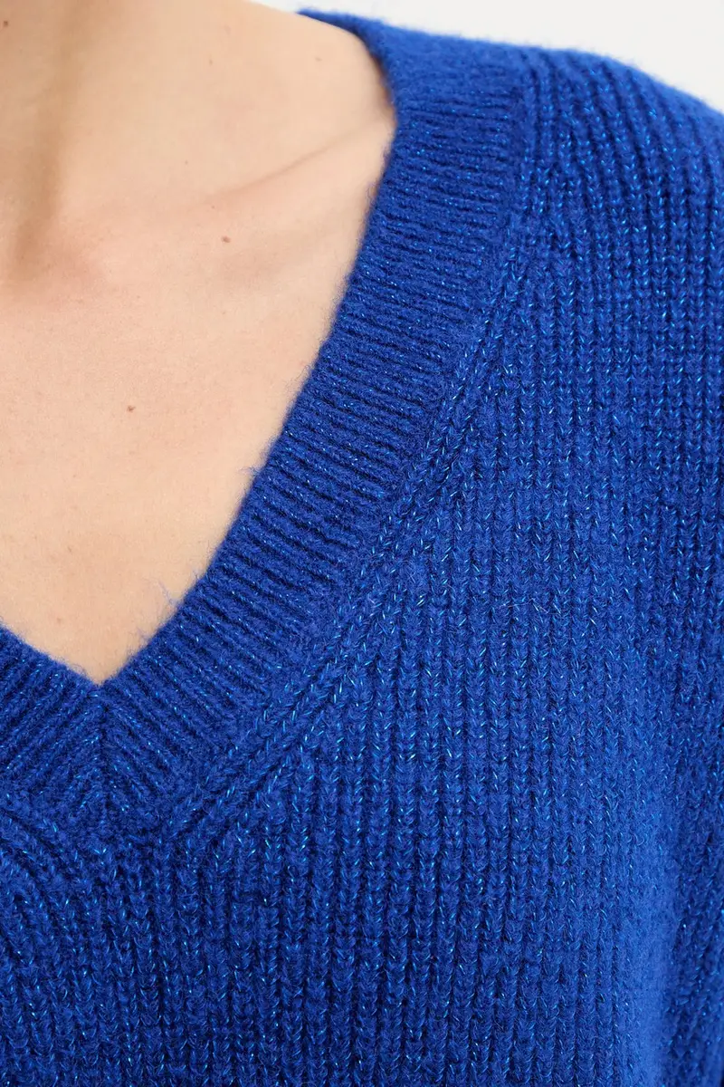 maglione in misto lana donna colore blu MSTAR miniatura 4