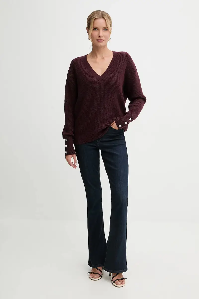 maglione in misto lana donna colore granata MSTAR miniatura 2