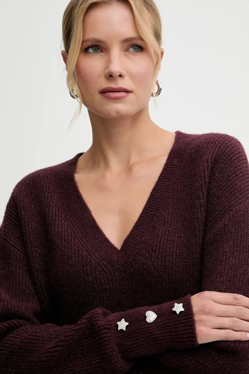 maglione in misto lana donna colore granata MSTAR miniatura 4