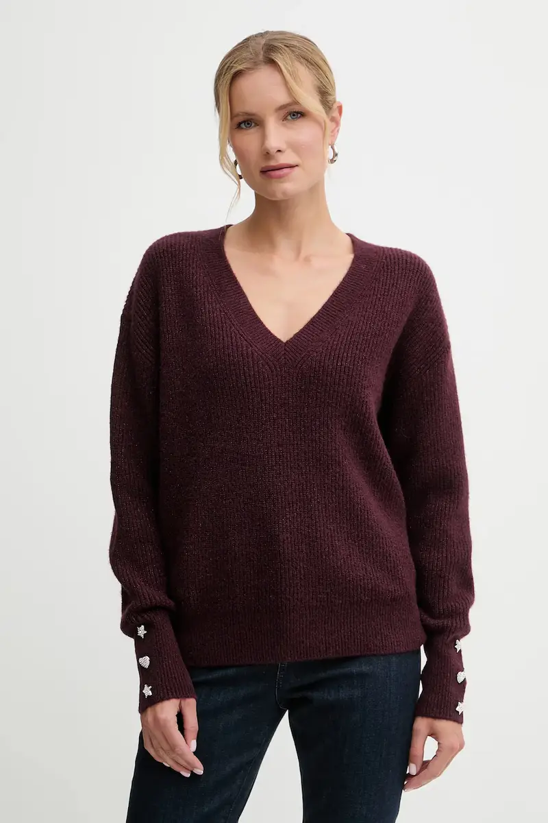 maglione in misto lana donna colore granata MSTAR