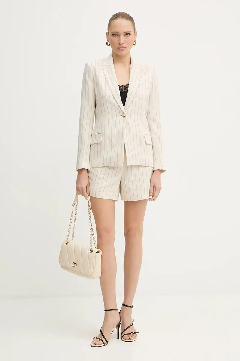 pantaloncini in lino misto donna colore beige SHIZ.F miniatura 2