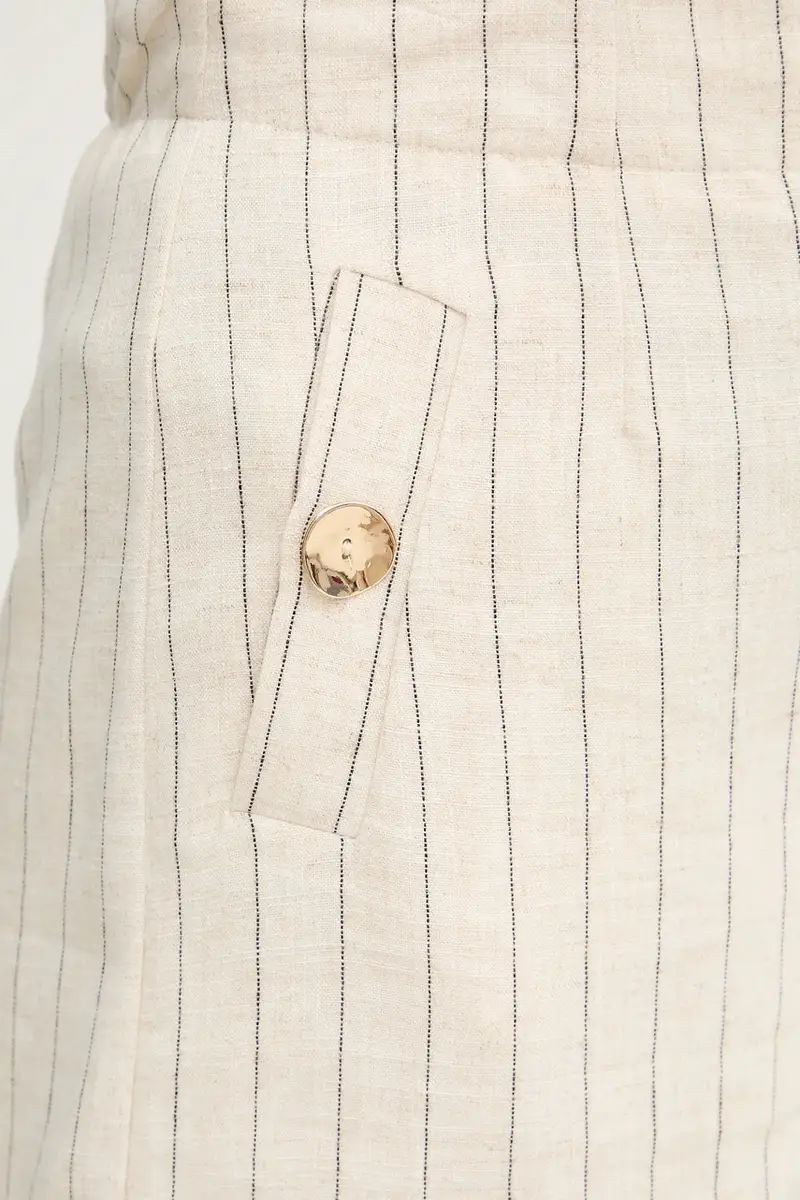 pantaloncini in lino misto donna colore beige SHIZ.F miniatura 4