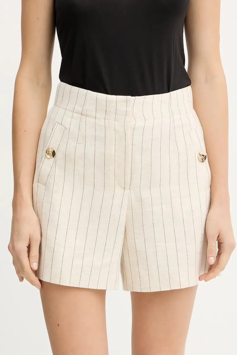 pantaloncini in lino misto donna colore beige SHIZ.F