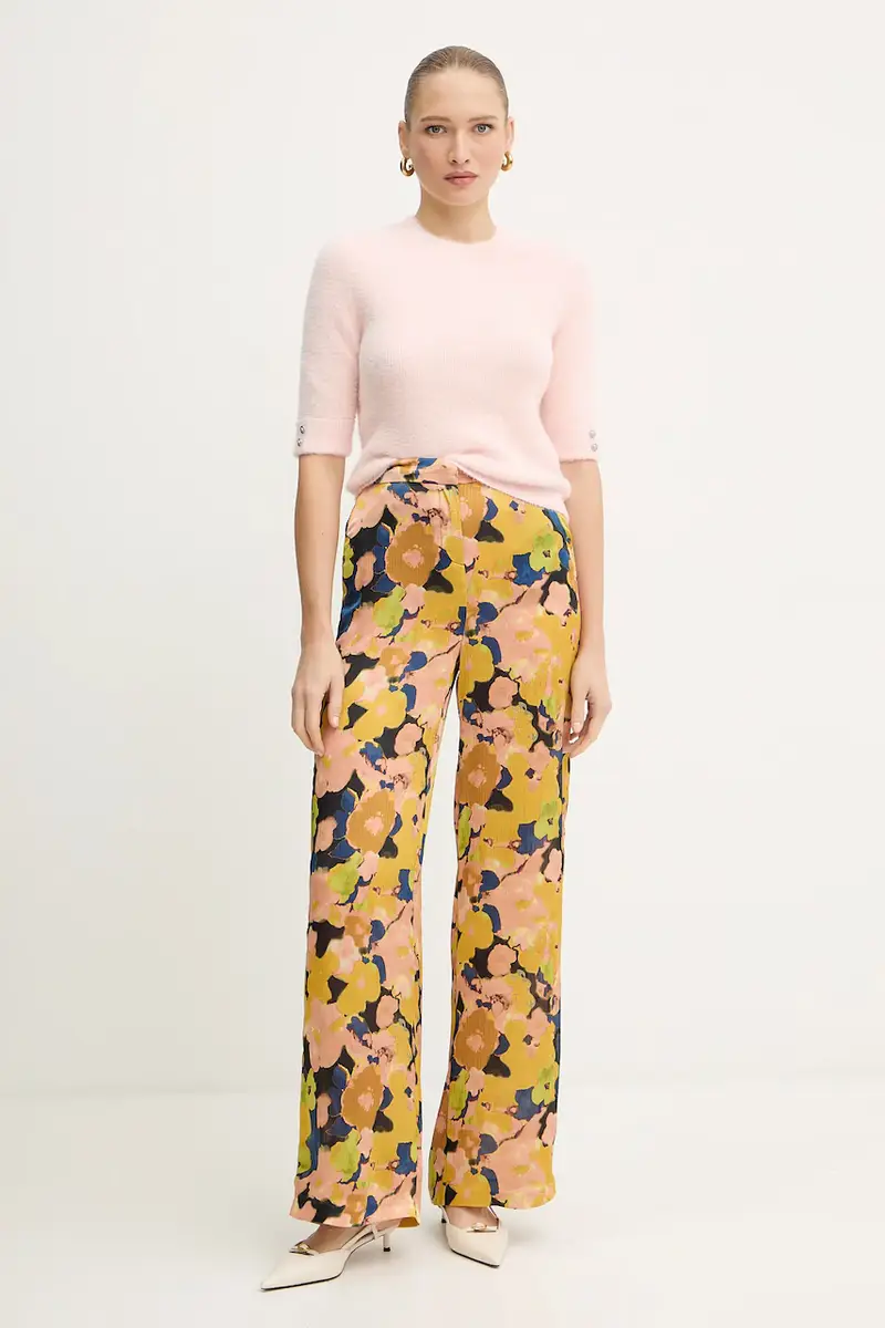 pantaloni donna colore giallo PERY.F miniatura 2