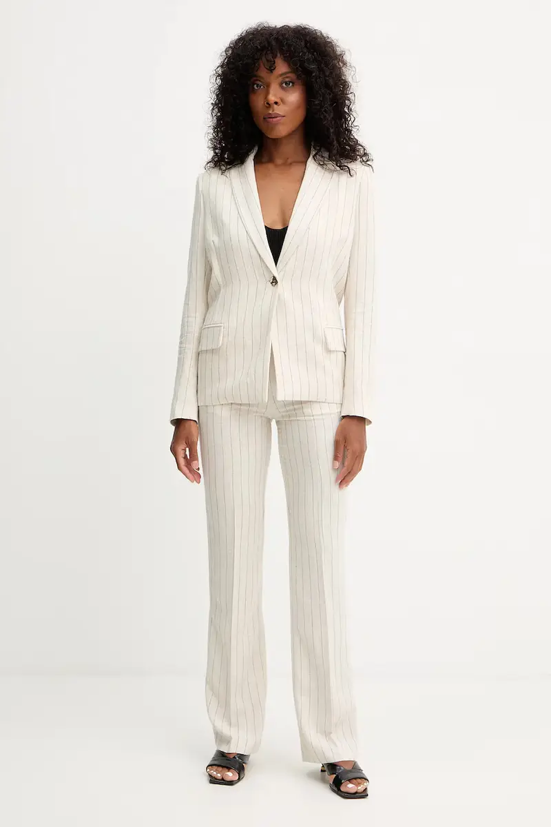 pantaloni in lino donna colore beige PRIZ.F miniatura 2