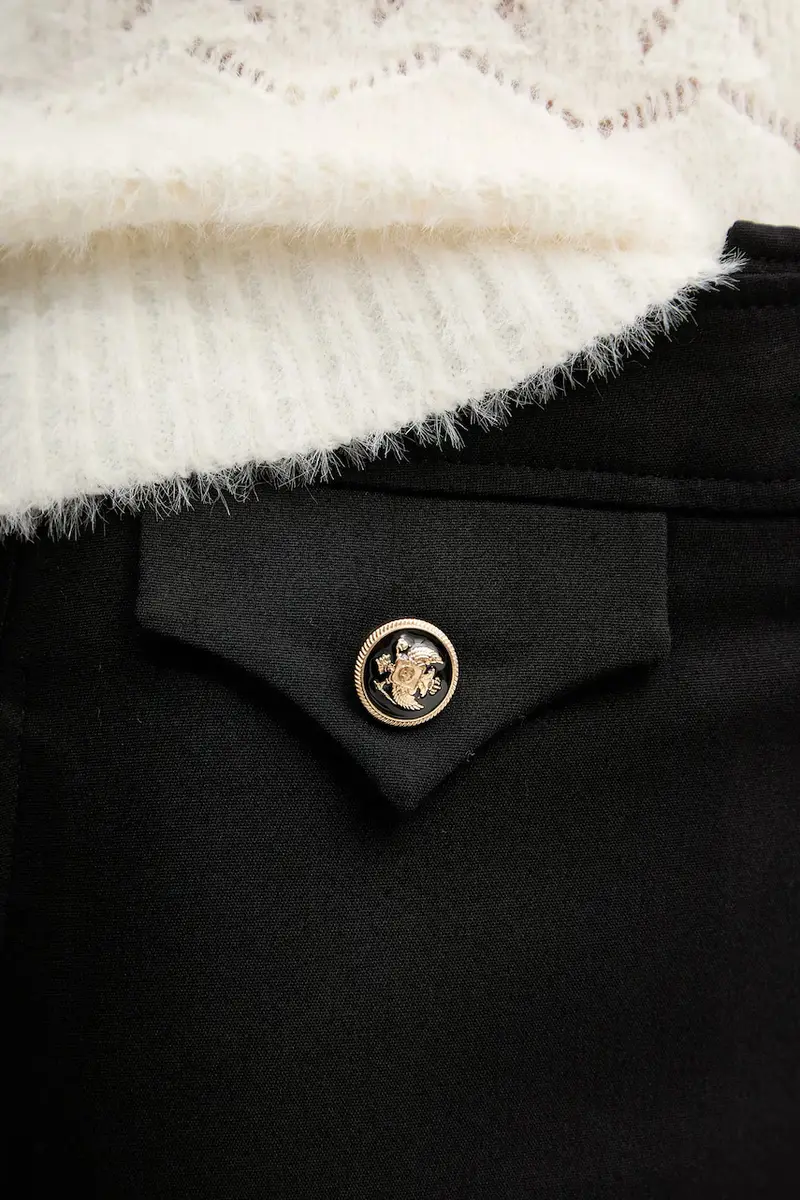 Morgan Pantaloni neri con chiusura a bottoni miniatura 4