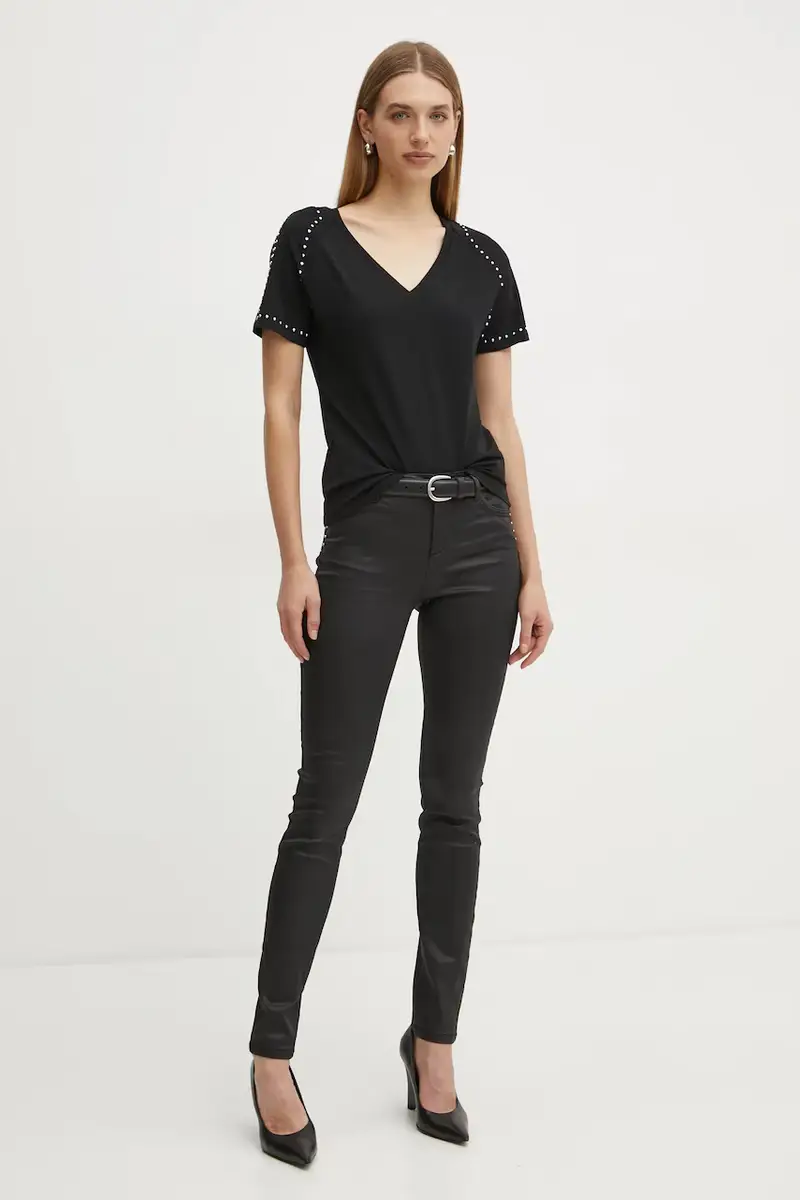 Morgan Pantaloni Nero in cotone per donna miniatura 2