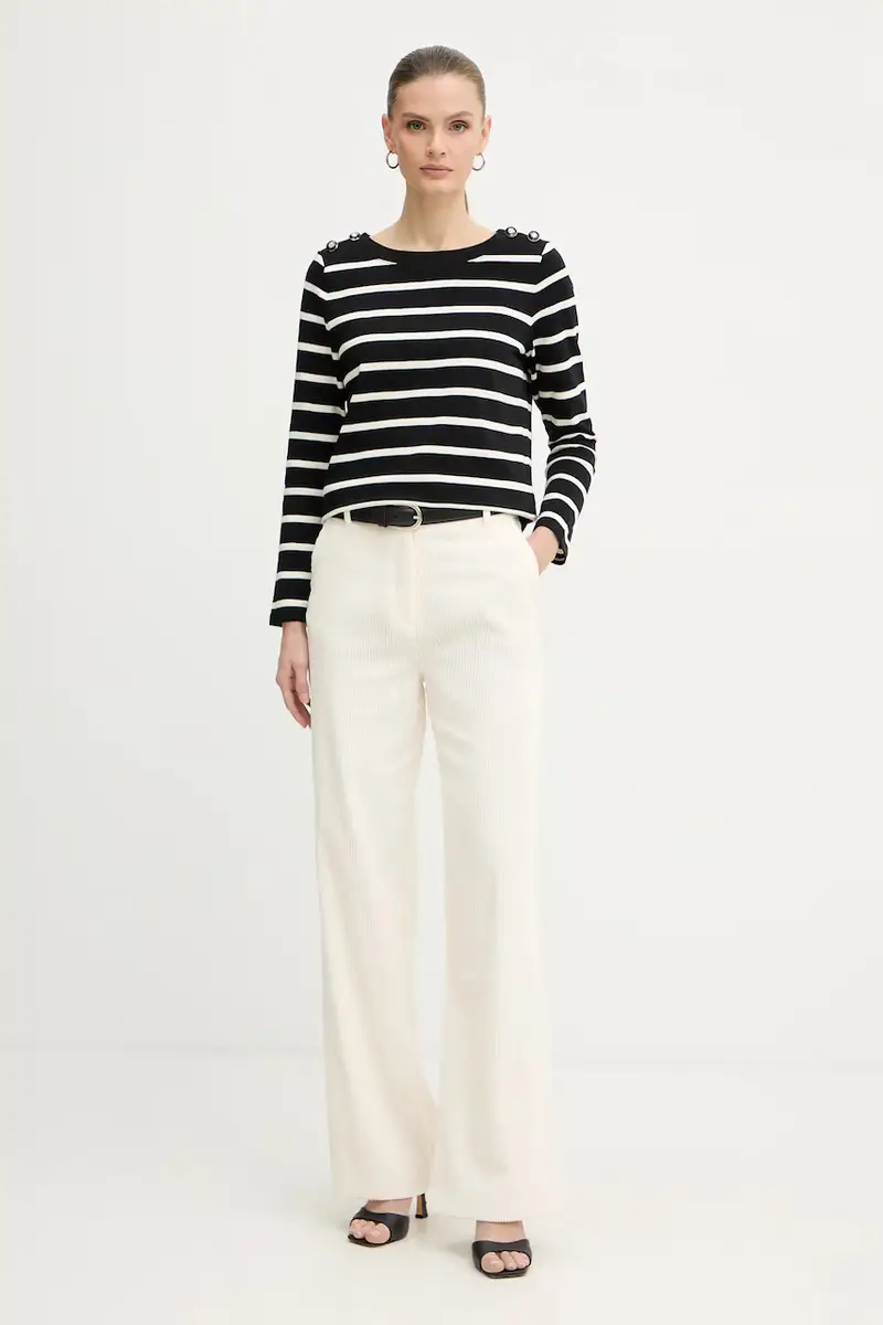 top a maniche lunghe in cotone colore nero TBATO miniatura 2