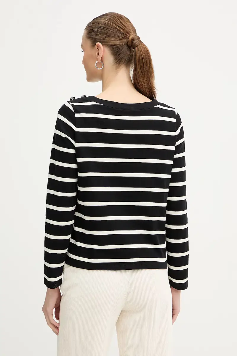 top a maniche lunghe in cotone colore nero TBATO miniatura 3