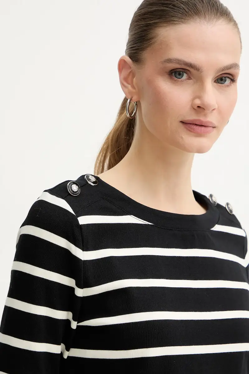 top a maniche lunghe in cotone colore nero TBATO miniatura 4