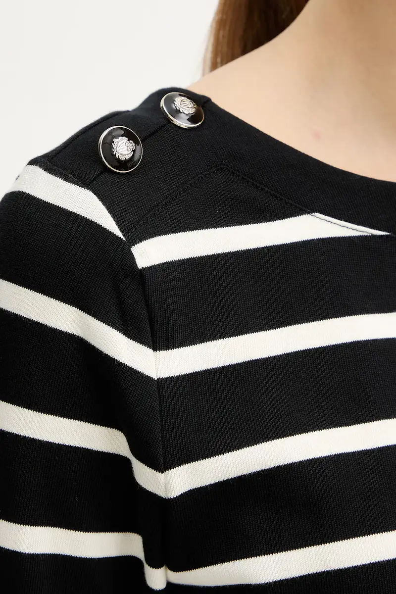 top a maniche lunghe in cotone colore nero TBATO miniatura 5