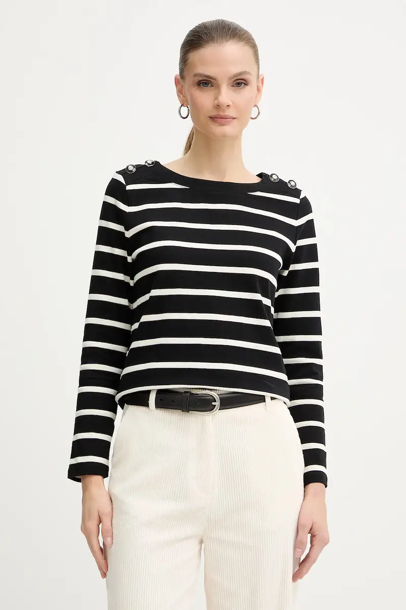 top a maniche lunghe in cotone colore nero TBATO