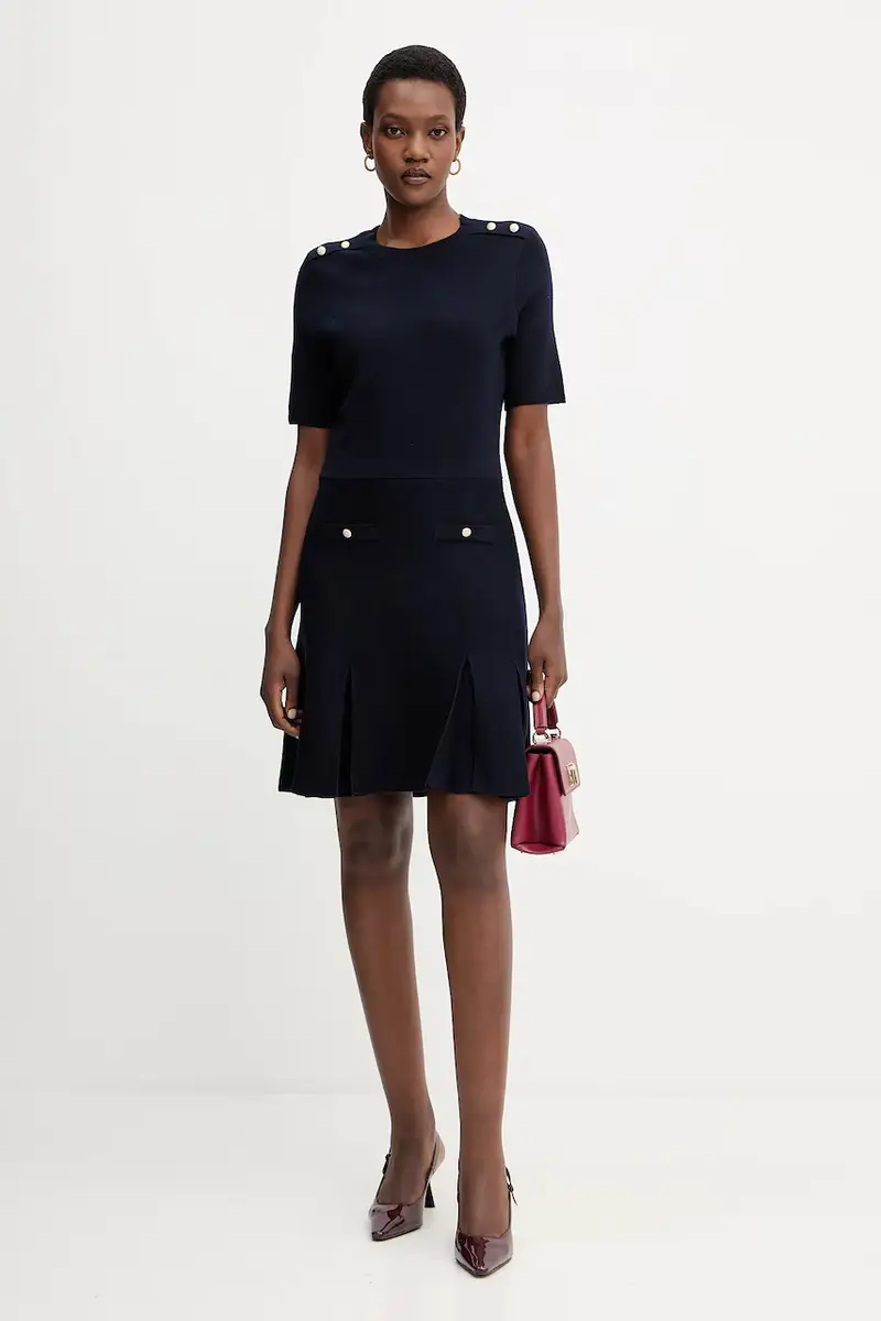 vestito con aggiunta di lana colore blu navy RMCOL miniatura 2