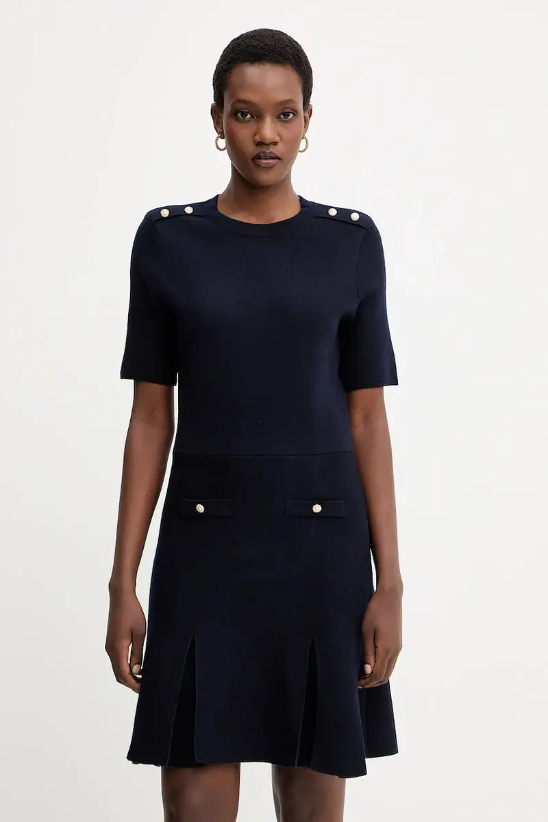 vestito con aggiunta di lana colore blu navy RMCOL