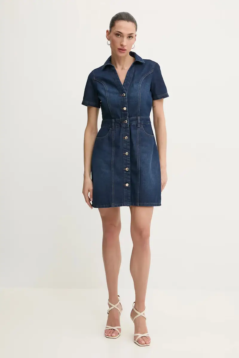 vestito di jeans colore blu navy miniatura 2