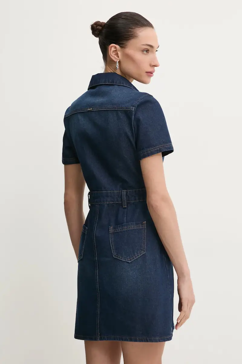 vestito di jeans colore blu navy miniatura 3