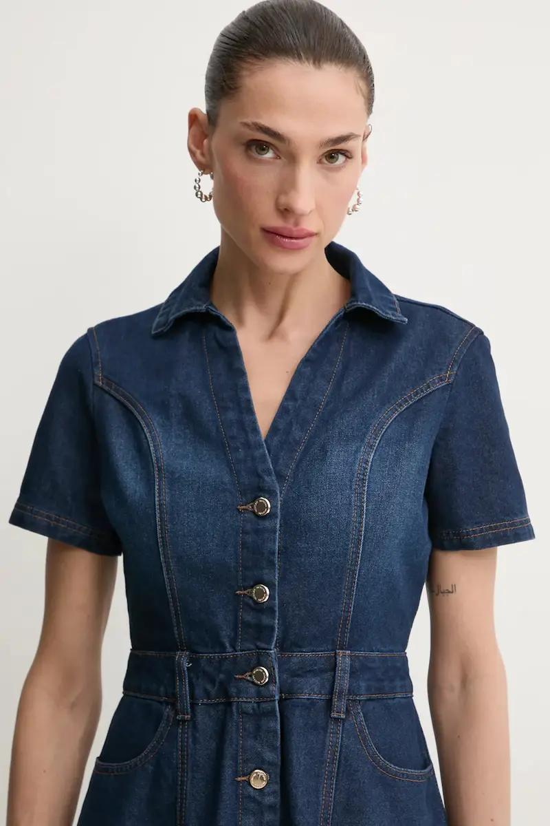 vestito di jeans colore blu navy miniatura 4