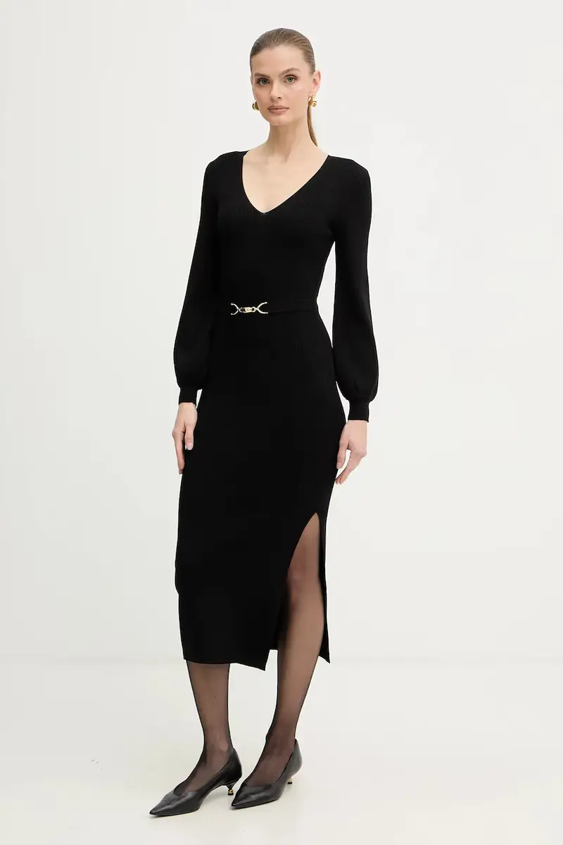 Morgan Vestito nero con cintura miniatura 2