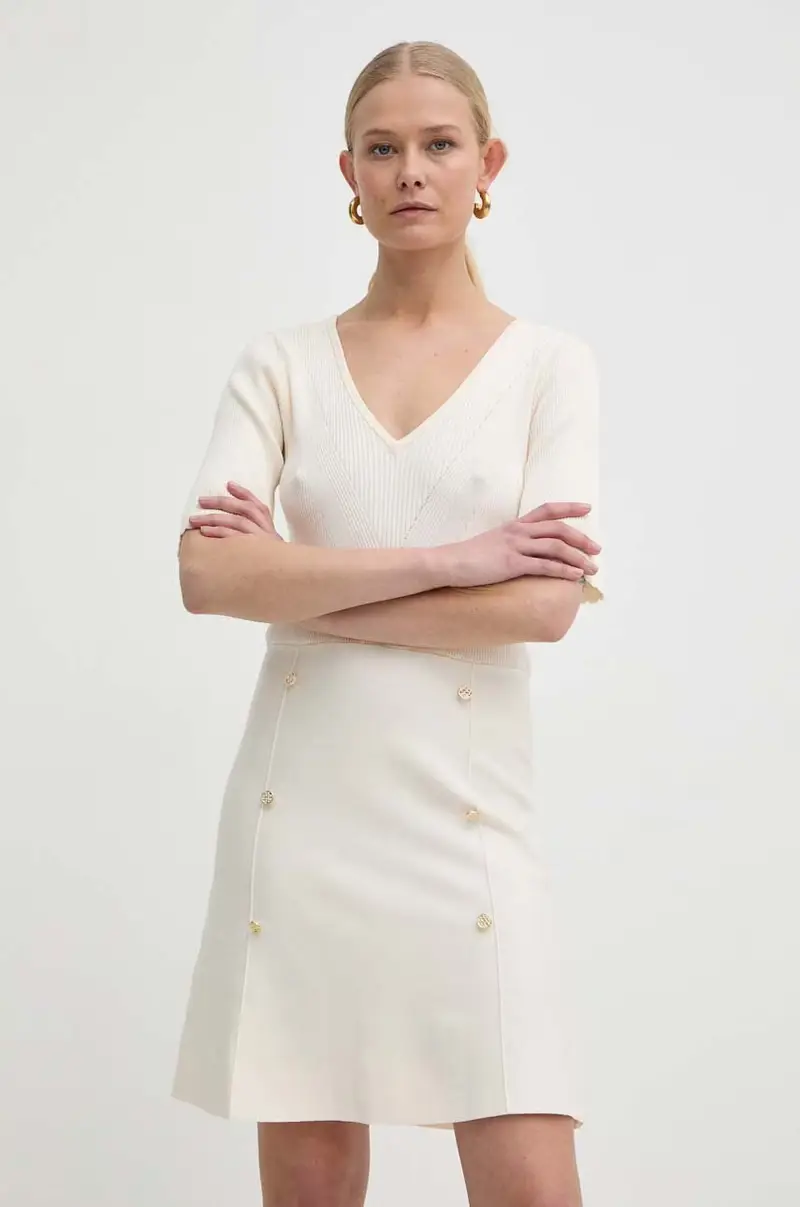 Morgan Vestito a Campana beige in Viscosa miniatura 2