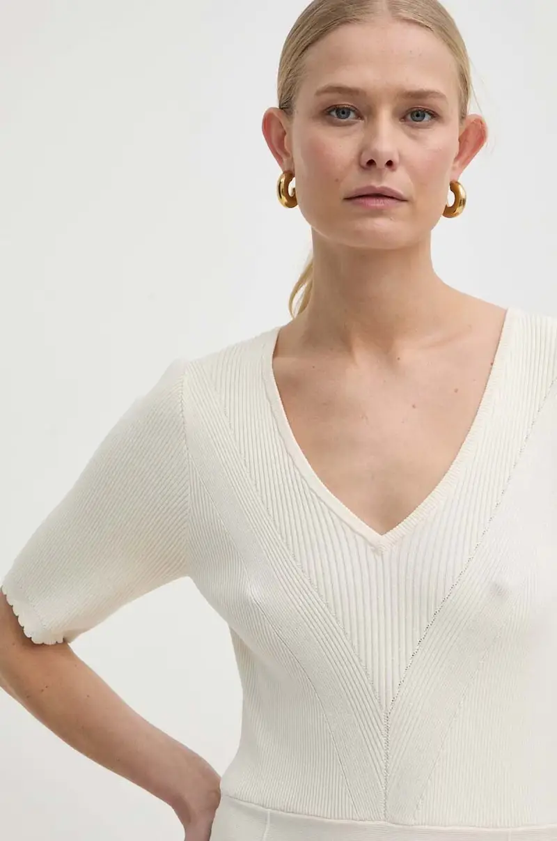 Morgan Vestito a Campana beige in Viscosa miniatura 4