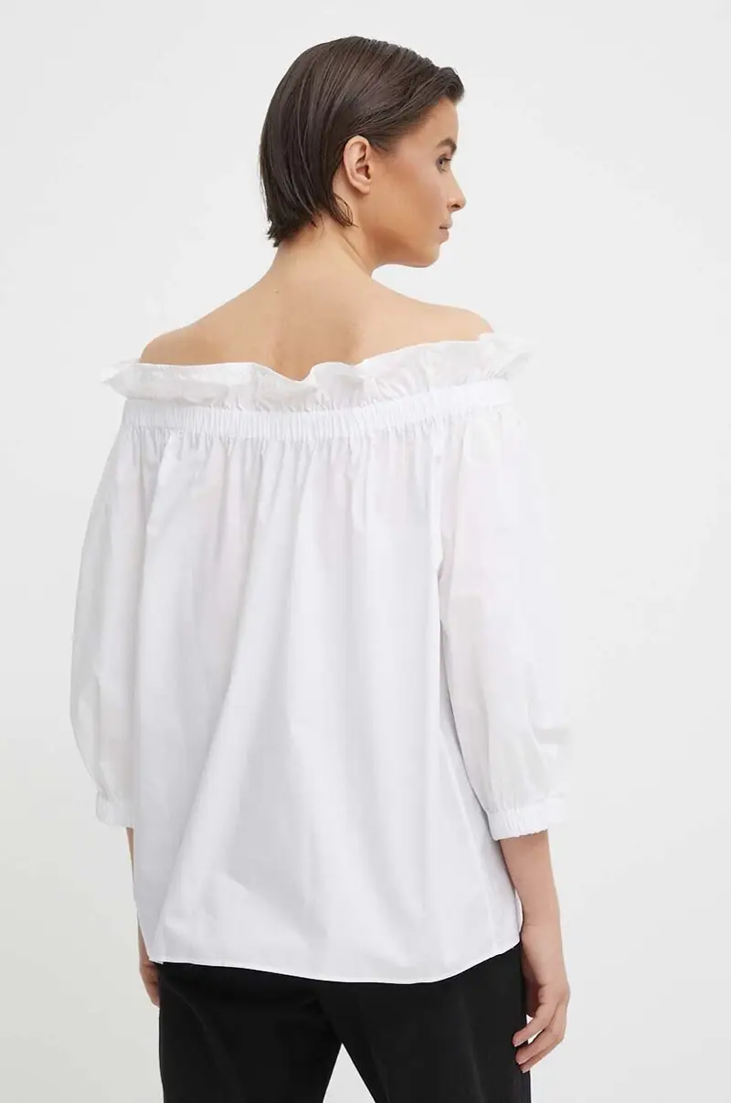 camicetta in cotone donna colore bianco miniatura 3