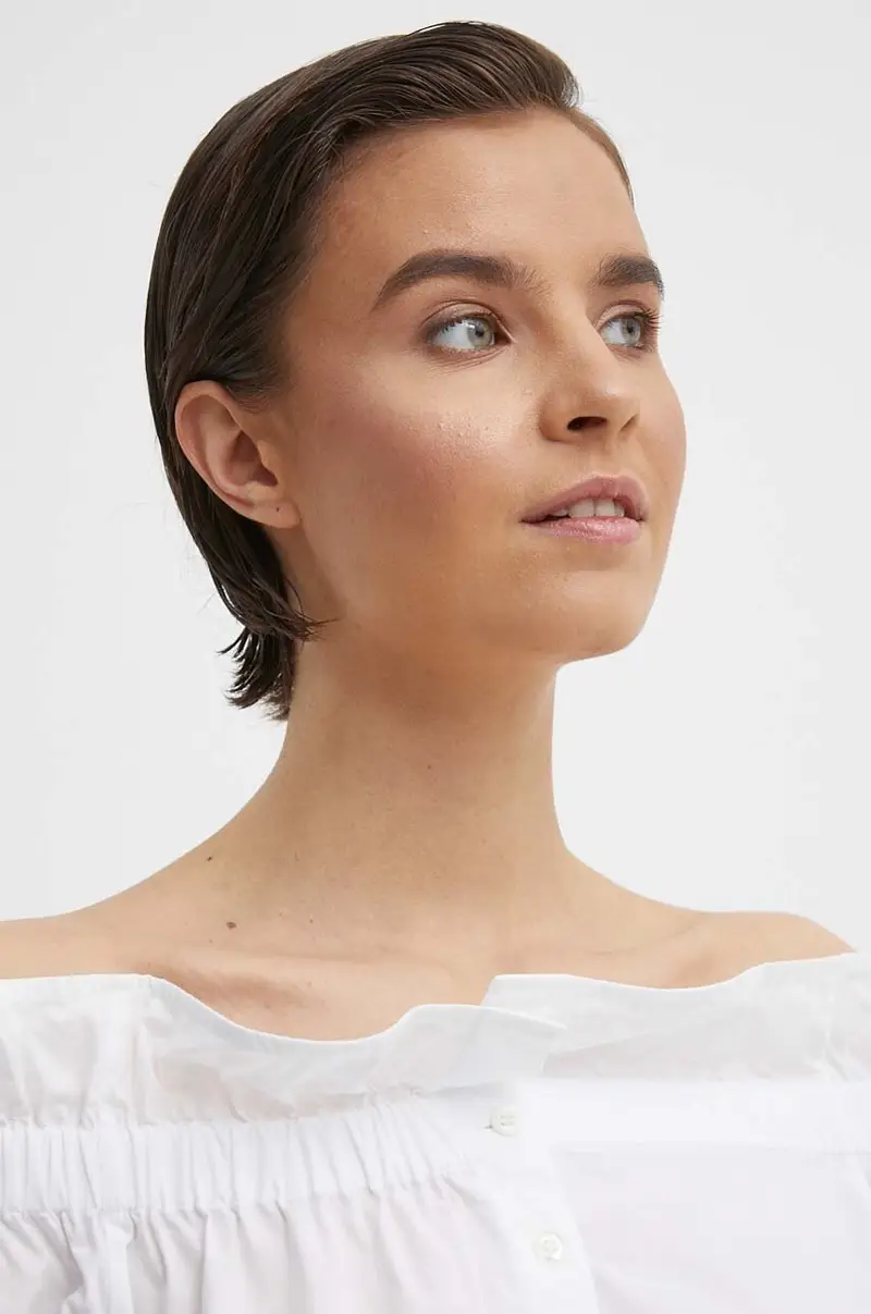 camicetta in cotone donna colore bianco miniatura 4