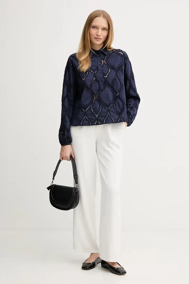 camicetta in cotone NOLIN donna colore blu 174010 miniatura 2