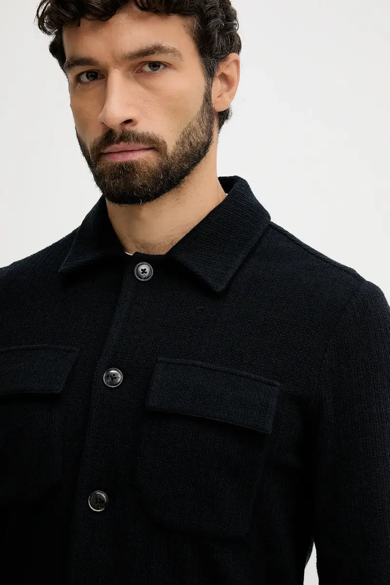 camicia con lana AUSTIN colore blu navy 509020 miniatura 4