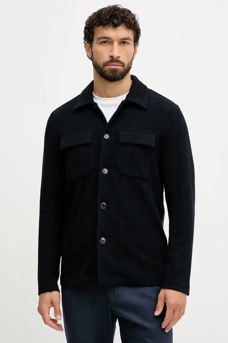 camicia con lana AUSTIN colore blu navy 509020