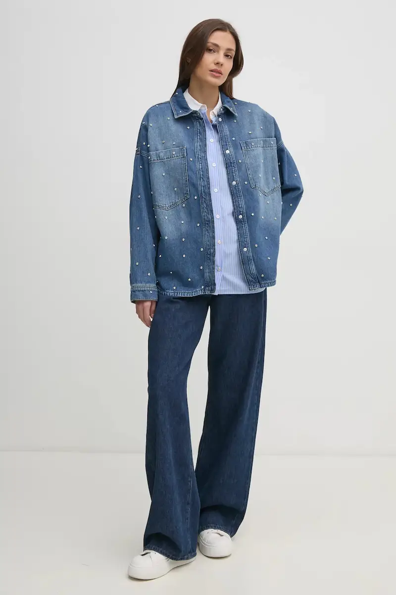 camicia in cotone donna colore blu 169410 miniatura 2