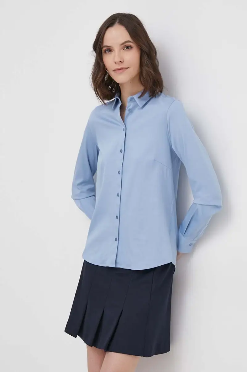 camicia in cotone donna colore blu miniatura 2
