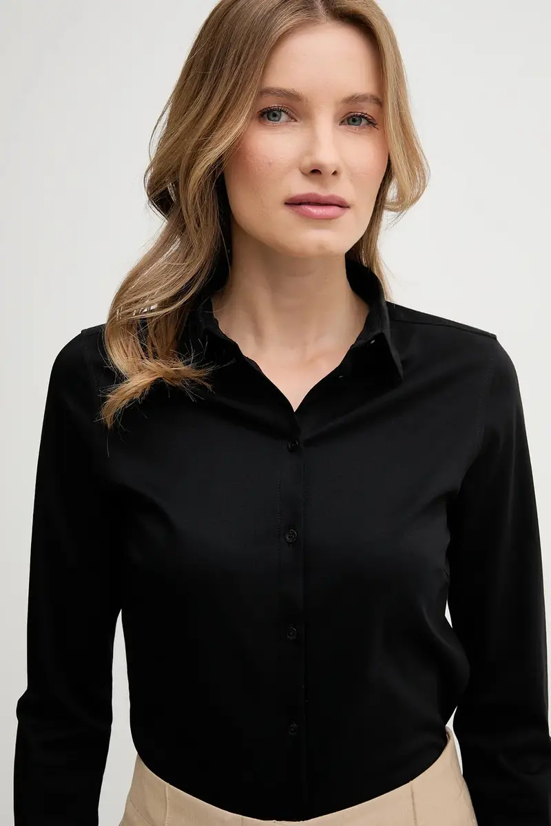 camicia in cotone donna colore nero miniatura 4