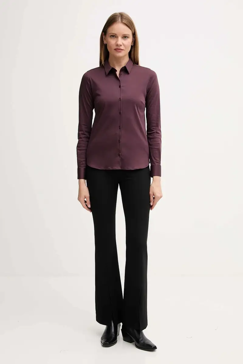 camicia in cotone donna colore nero Violetto miniatura 2