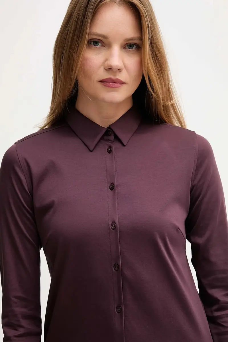 camicia in cotone donna colore nero Violetto miniatura 4