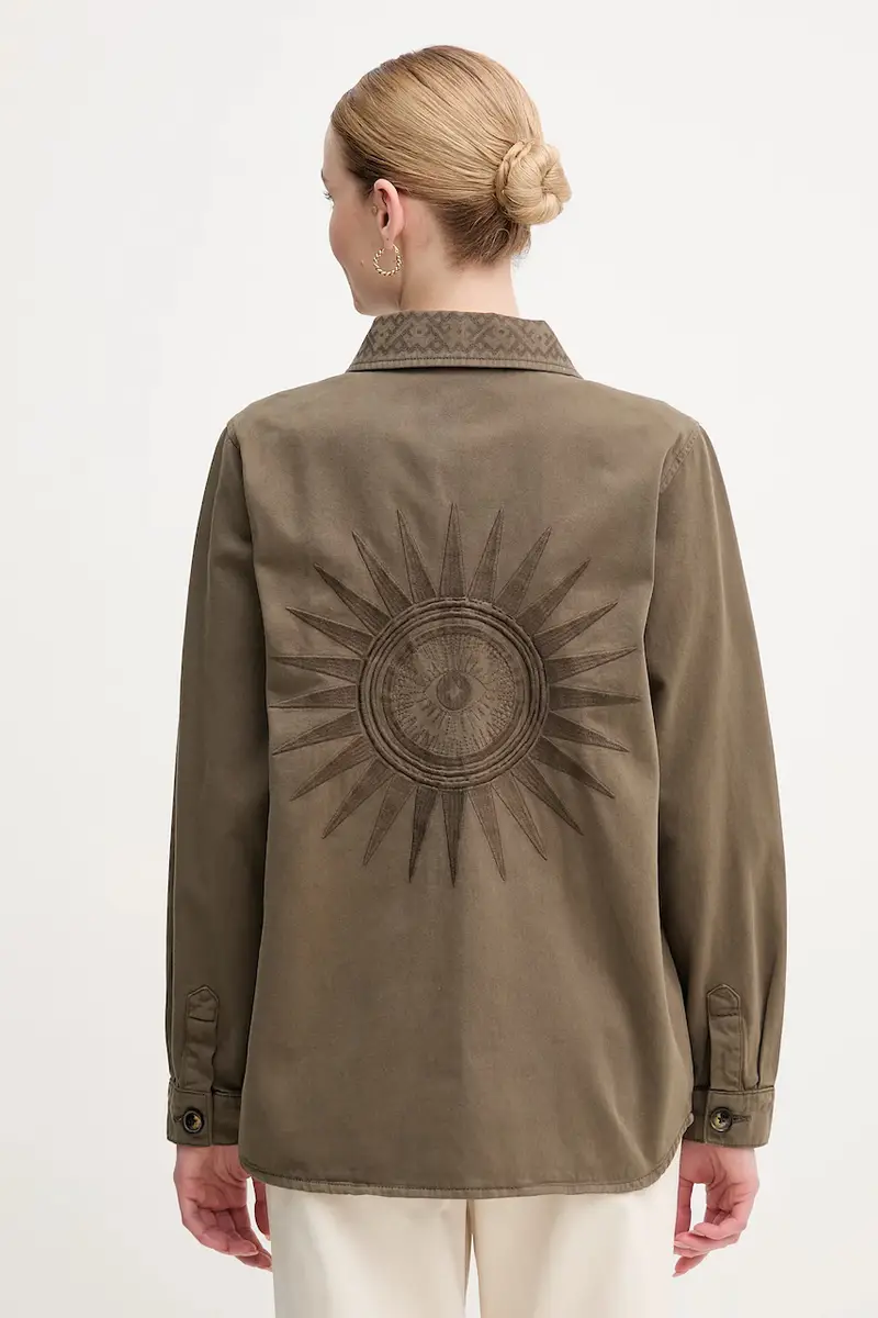 camicia in cotone donna colore verde 170220