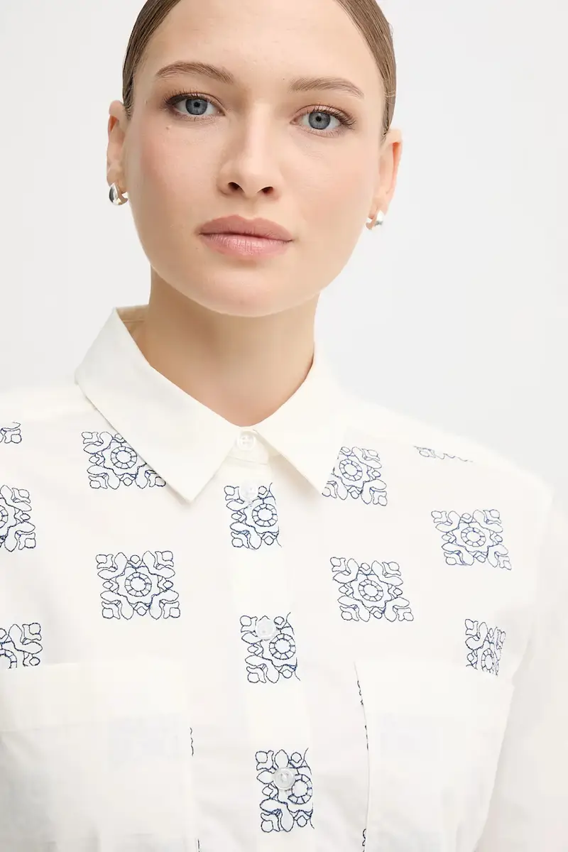 camicia in cotone WEINA donna colore beige 173000 miniatura 4