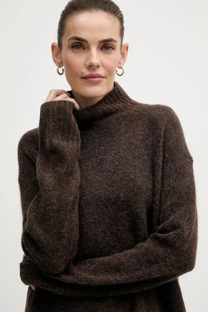 maglione con lana Erim Marrone miniatura 5