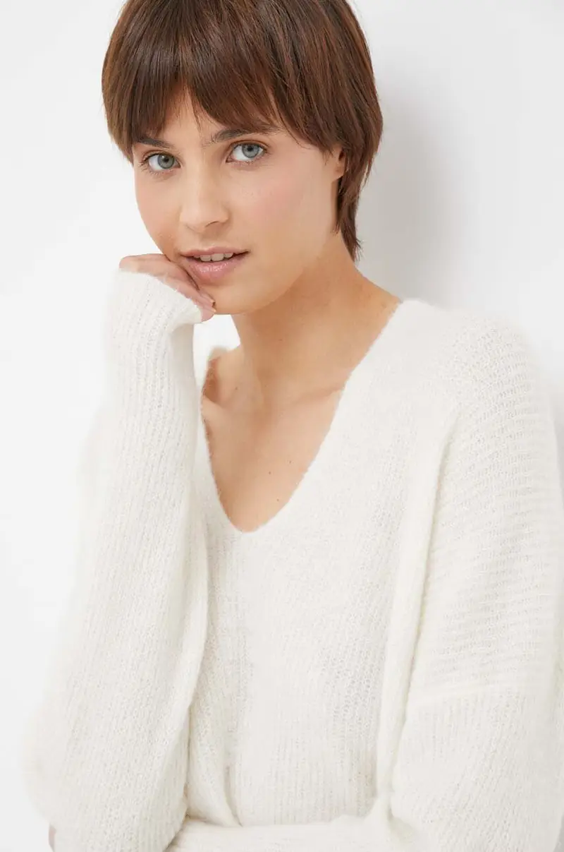 maglione in lana donna Beige miniatura 5