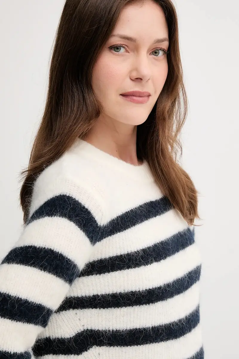 maglione in lana donna colore grigio 165660 Beige miniatura 4