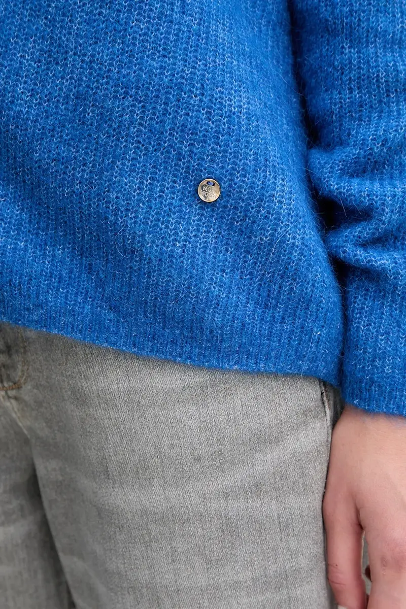 maglione in lana donna colore verde Blu miniatura 5